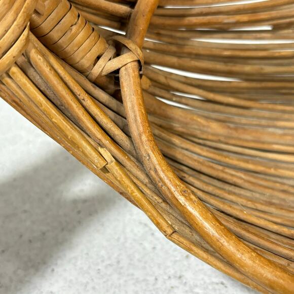 Pencil Reed Wood Basket handmade signed unique boat shape vintage centerpiece - Picture 5 of 11
